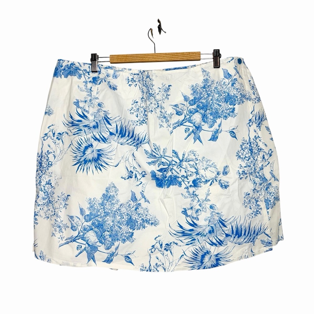 Denim & Co Floral Print Skort Womens Size 3X Skirt Shorts Nature Plants Coastal